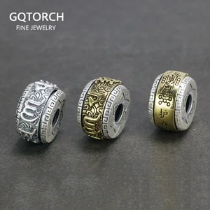 Подвеска в виде лотоса с мантрой, вращающаяся из стерлингового серебра 990 пробы