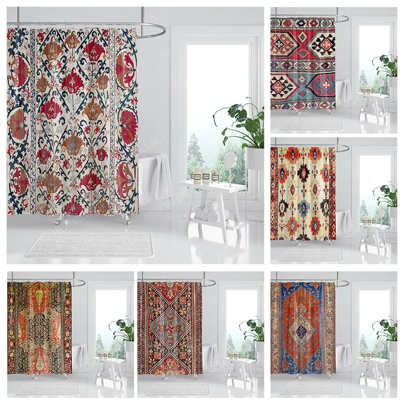 

Водонепроницаемая тканевая занавеска для душа, занавеска для ванной, аксессуары, занавеска для ванной, для душа, 180x200 см, 240*200, винтажное украшение в стиле бохо