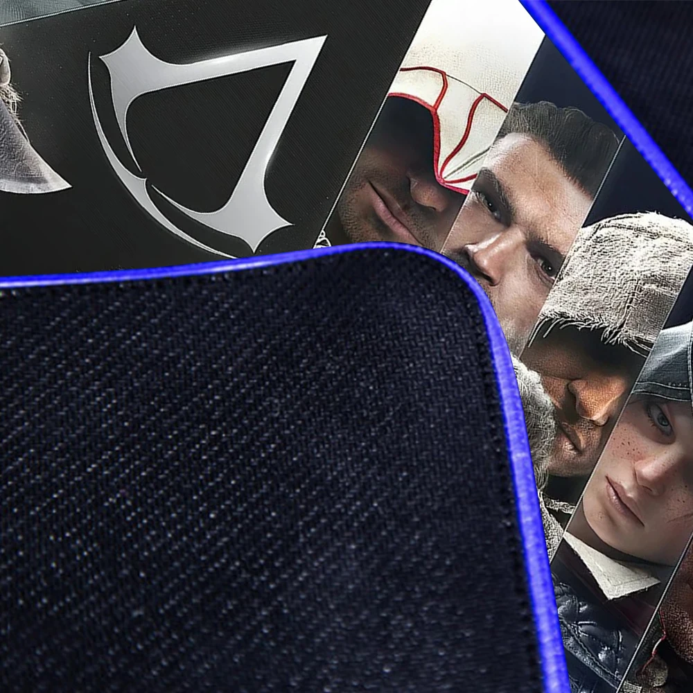 assassins creeds game led mouse pad rgb rug mouse mat laptop mini pc gaming accessories keyboard play mat with backlight for pc free global shipping