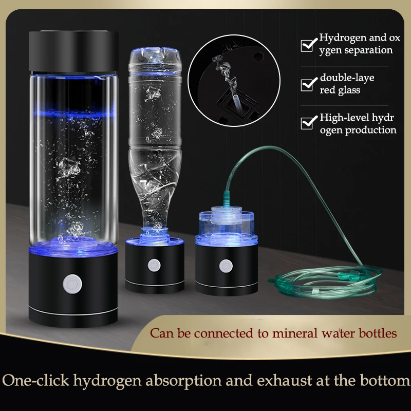 

SPE/PEM Hydrogen Water Bottle Alkaline Maker Machine Rechargeable Portable for pure H2 Hydrogen-rich Water Generator with Hole