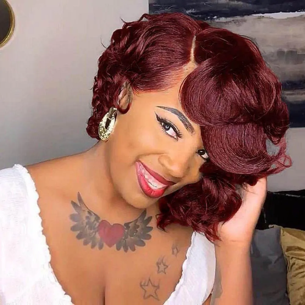 Синтетические Короткие парики боб для чернокожих женщин афро вьющиеся волосы