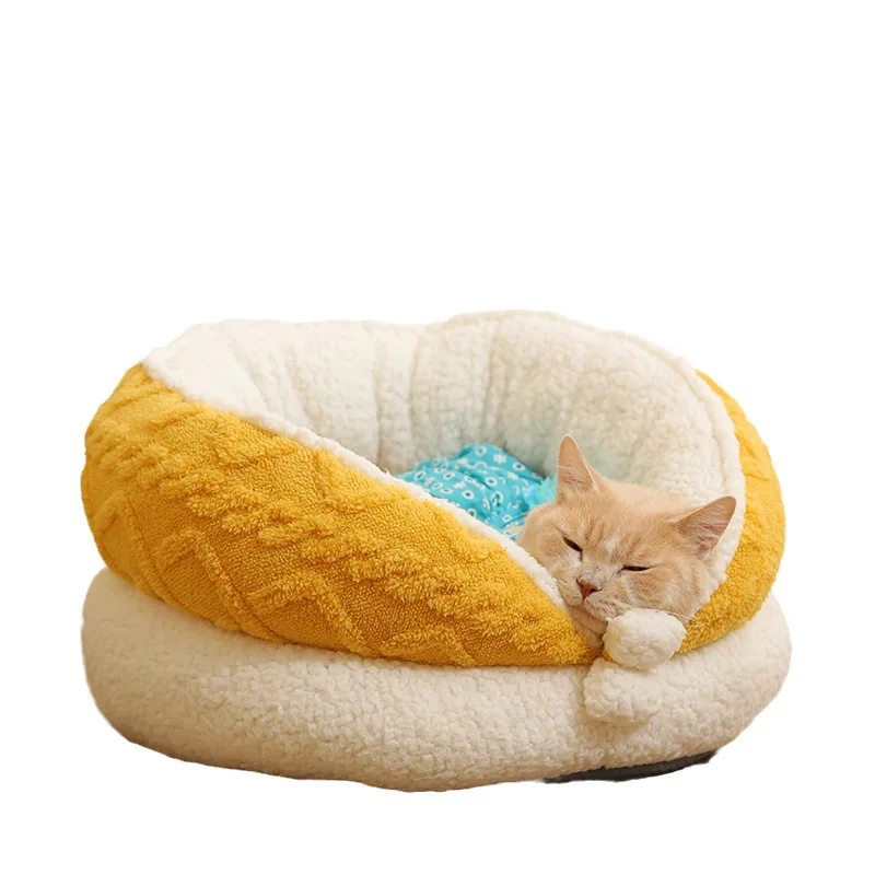 

Hot Selling Plush Patterns Dog Bed Cat Bed Cuddly Cute Luxury Dog Pet Bed Nest Washable Dog House