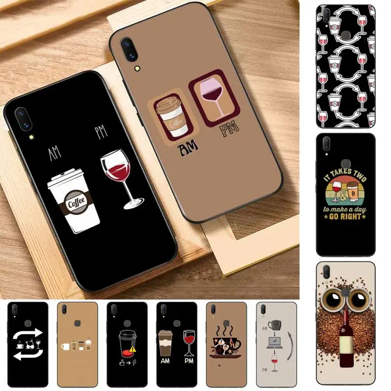 

FHNBLJ Coffee Wine Cup Phone Case for Vivo Y91C Y11 17 19 17 67 81 Oppo A9 2020 Realme c3