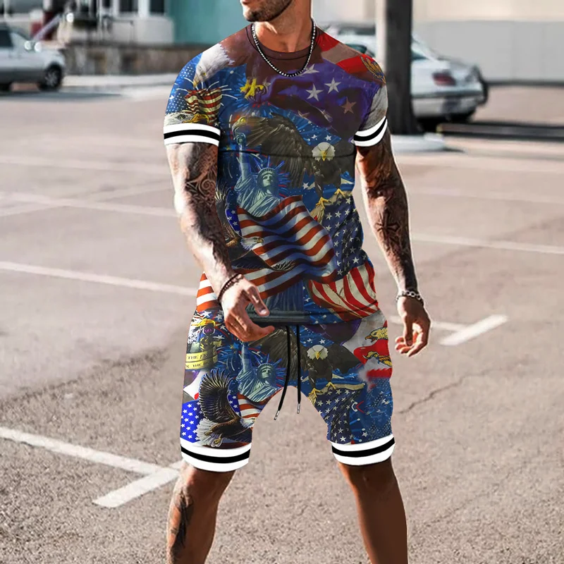 

Summer 2 Piece Set Men T-shirt Casual Shorts Tracksuit Women Sweatshirts Male Streetwear Blouses Plus Size Sweat Pants Harajuku