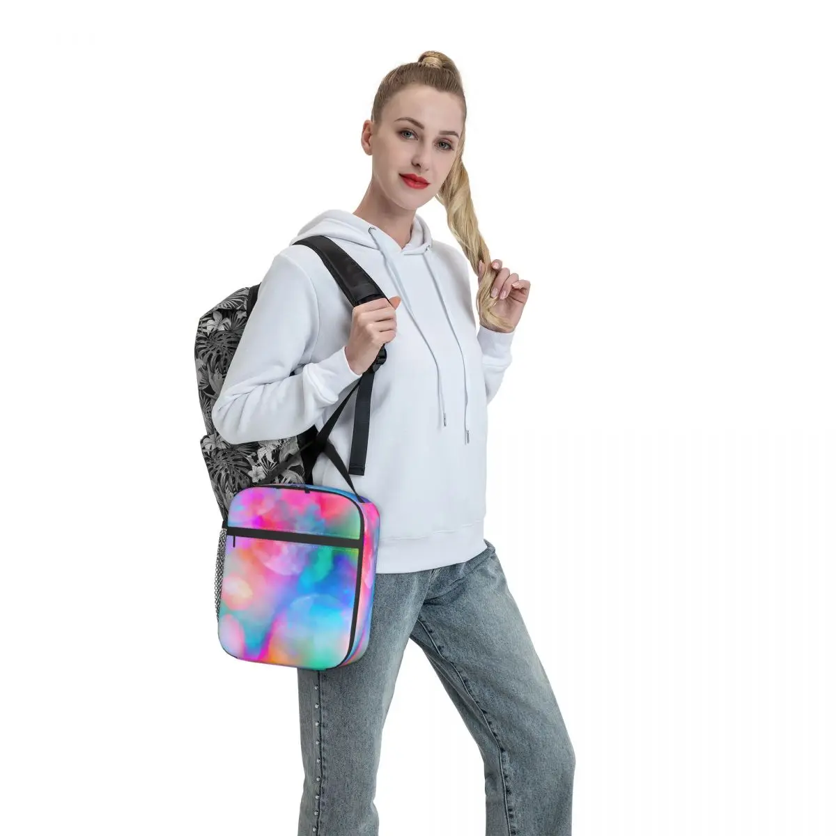 

Красочная Радужная сумка для ланча, Ланч-бокс в стиле ретро с абстрактным принтом для женщин, Портативная сумка-холодильник для пикника, термосумки на заказ