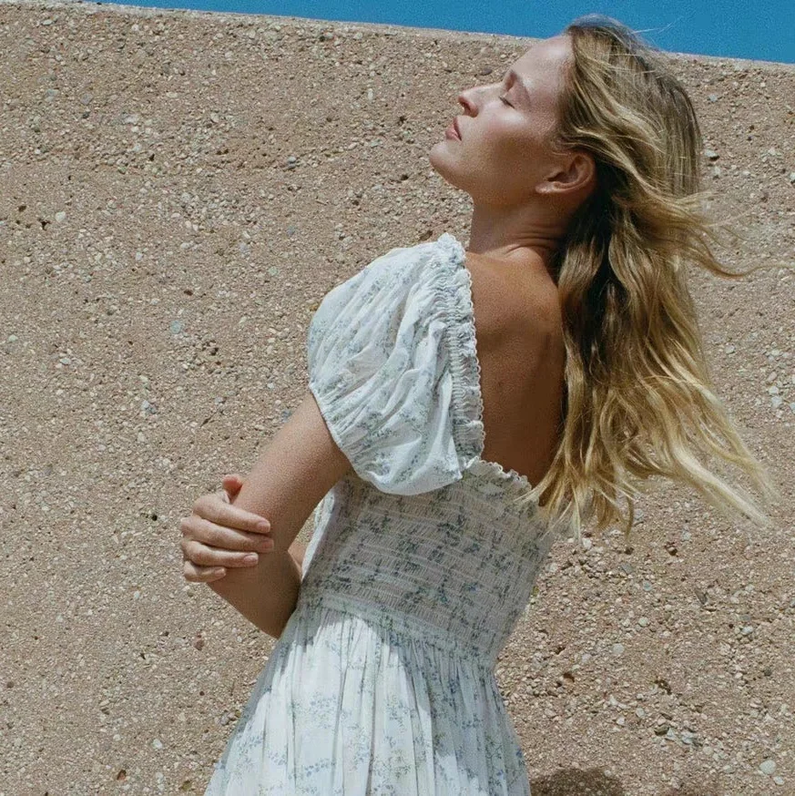 Свежая синяя колокольчик · французское романтическое роскошное платье с