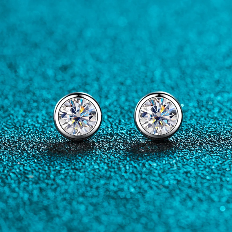 Фото KNOB SPIN 1ct D Цвет Муассанит Серьги Стерлингового Серебра 925 Белое Золото Серьги-гвоздики Свадебные Обручальные Серьги Для Женщин №4