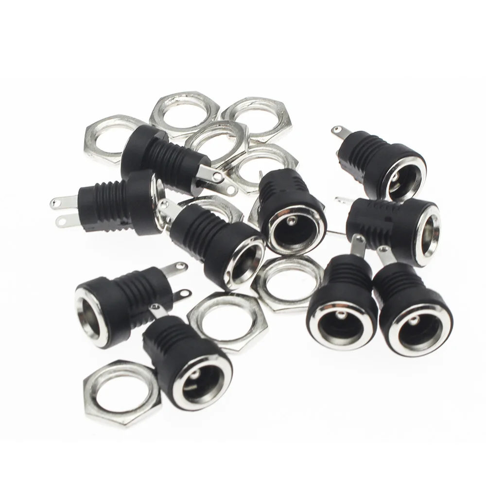 10 шт./лот 5,5 мм x 2,1 мм/2,5 мм для разъема источника питания постоянного тока, гнездовой панельный монтажный разъем, переходник, 2 типа клемм