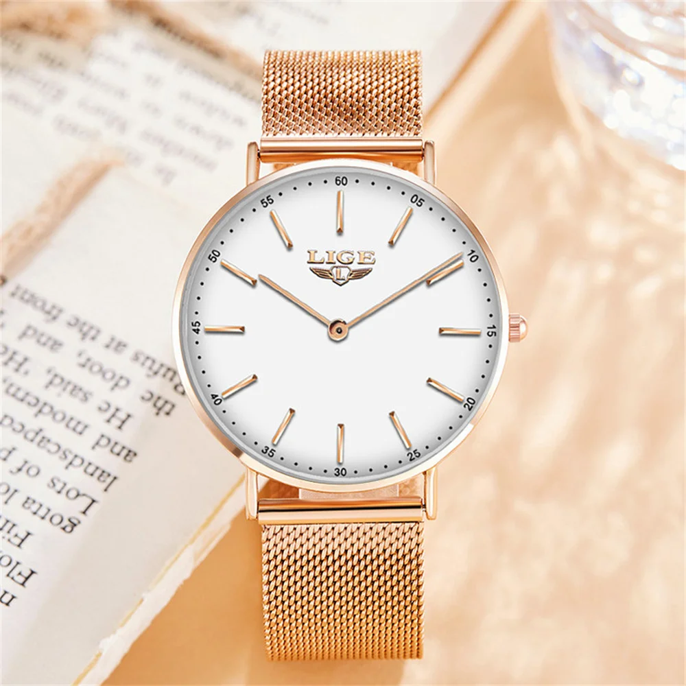 LIGE Watch for Women Fashion Simple Waterproof Wristwatch Milan Watchband Casual Men Watches Quartz Couple reloj mujer hombre