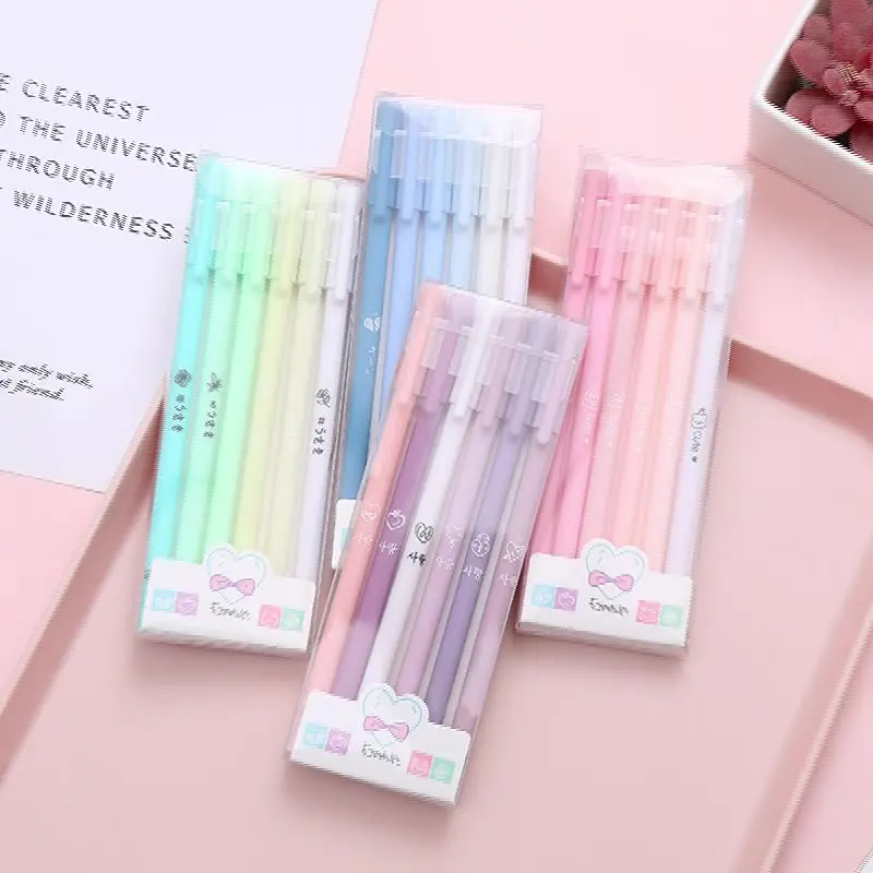 

6Pcs/Set Morandi Creative Cute Small Fresh Gel Pen Quick Drying Cap Neutral Pen Bullet diary School Office Stationery