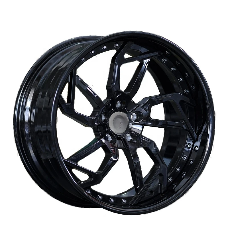 

High-quality 6061-T6 Aluminum Alloy black double-piece forged wheels 18-24 inch 5X112 5X120 5X14.3 passenger car wheels