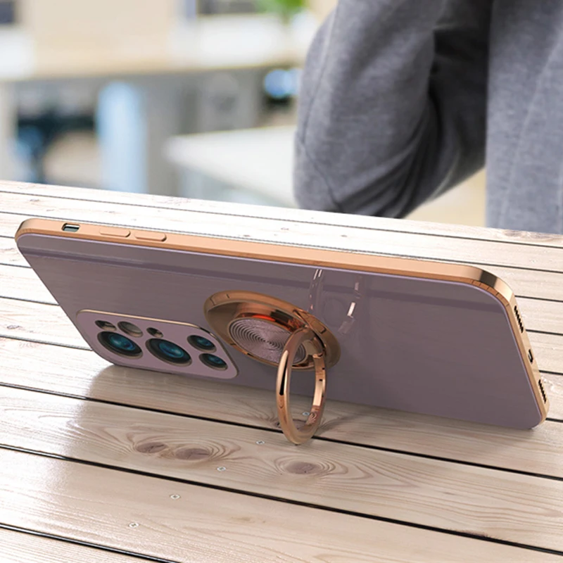 luxury plating soft silicone case for oneplus 9 pro case for one plus 9 9pro oneplus9 phone covers with ring holder stand magnet free global shipping