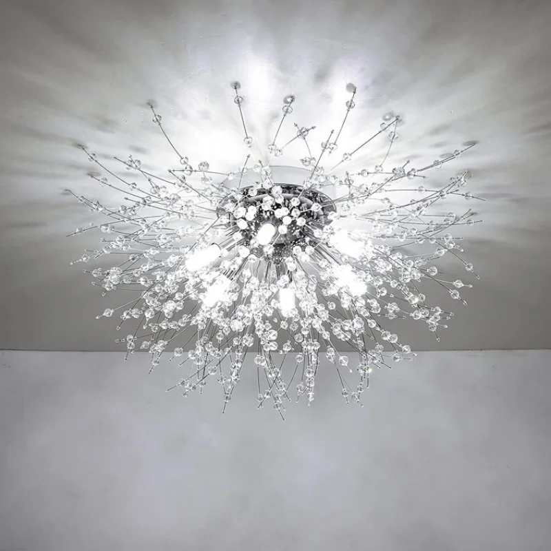 

Crystal Flush Mount Ceiling Light\ Modern Sputnik Firework Close To Ceiling Lamp Chrome Crystal [US Stock]