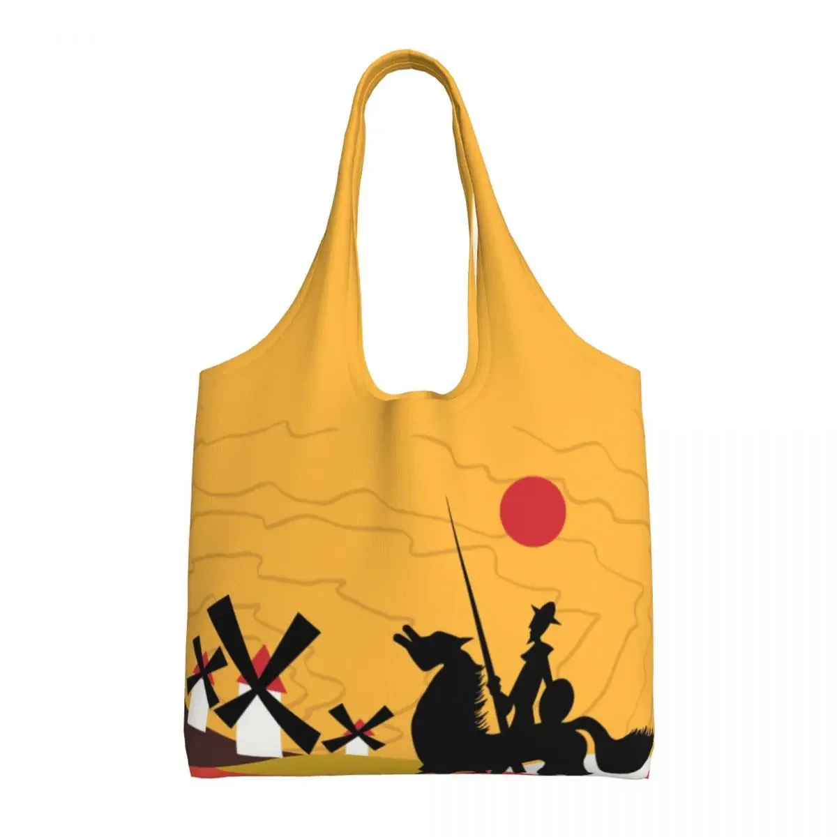 Сумка-тоут для покупок с милым принтом Дон Кихот Мэнко и Санчо моющаяся