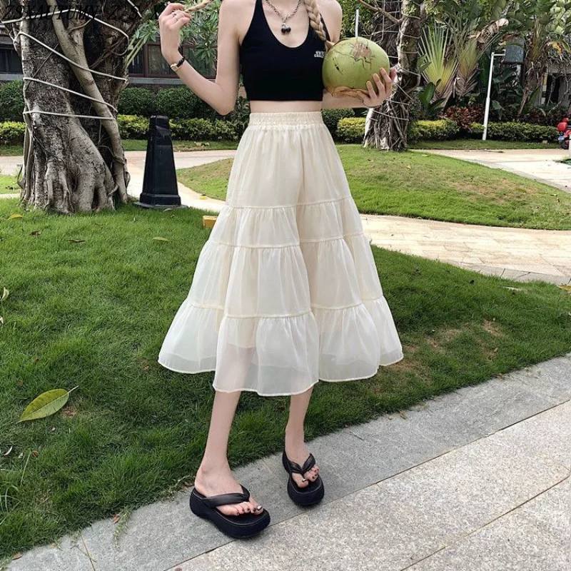 

Korean Vintage New Spring Summer A Line Skirt Women's High Waist Student Skirt Fashion Lovely Naughty Girls Slim Hip Wrap Skirts