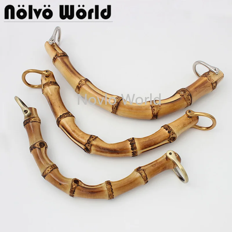 

2-10-20 pieces,3 size 14X6cm 15X6cm 18X6cm Nature Bamboo Top Handle In 1.8cm metal D buckles for handbag,Lady bag bamboo handle
