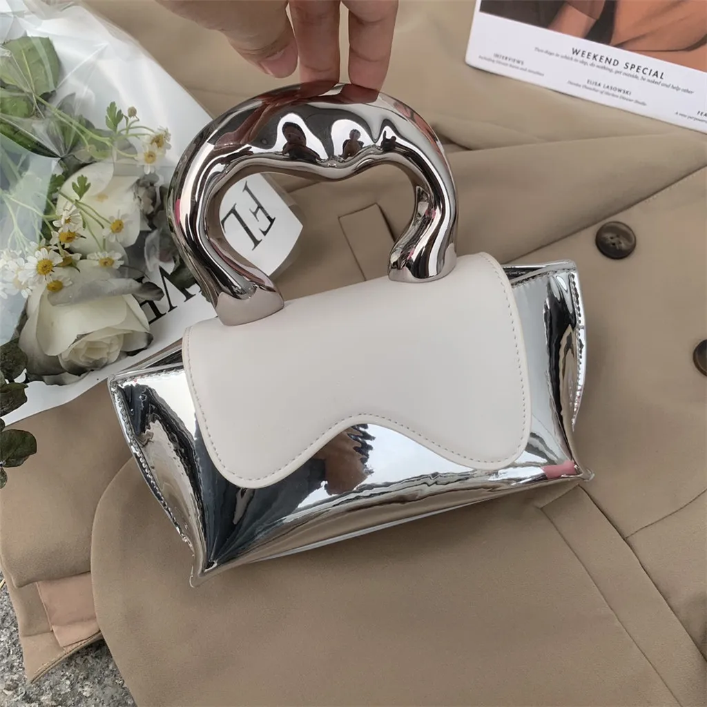

Серебристые маленькие кожаные сумки через плечо SWDF с короткими ручками 2023, модные дизайнерские сумки и кошельки с сердечком, женская сумка с верхними ручками