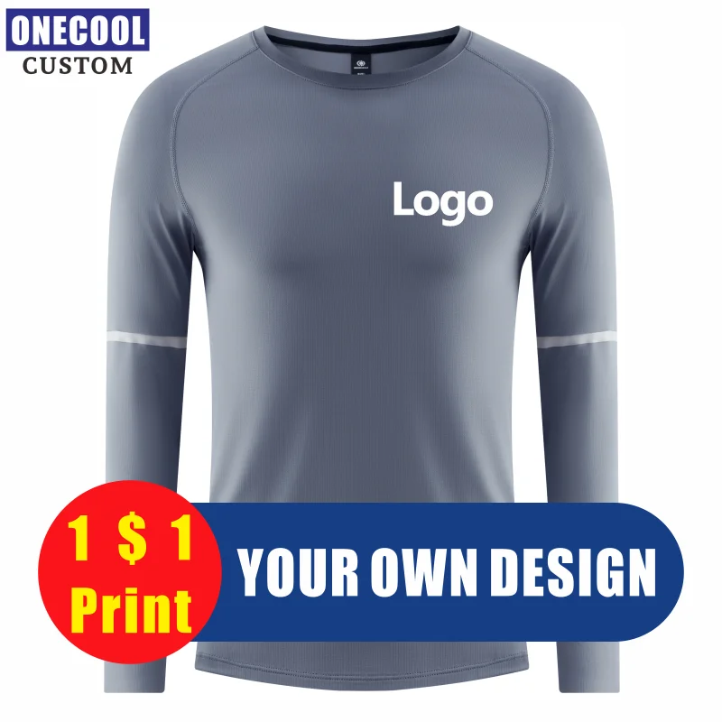

Спортивная быстросохнущая футболка ONECOOL с длинным рукавом, 7 цветов, Пользовательский логотип, печать, персональный дизайн, команда компани...