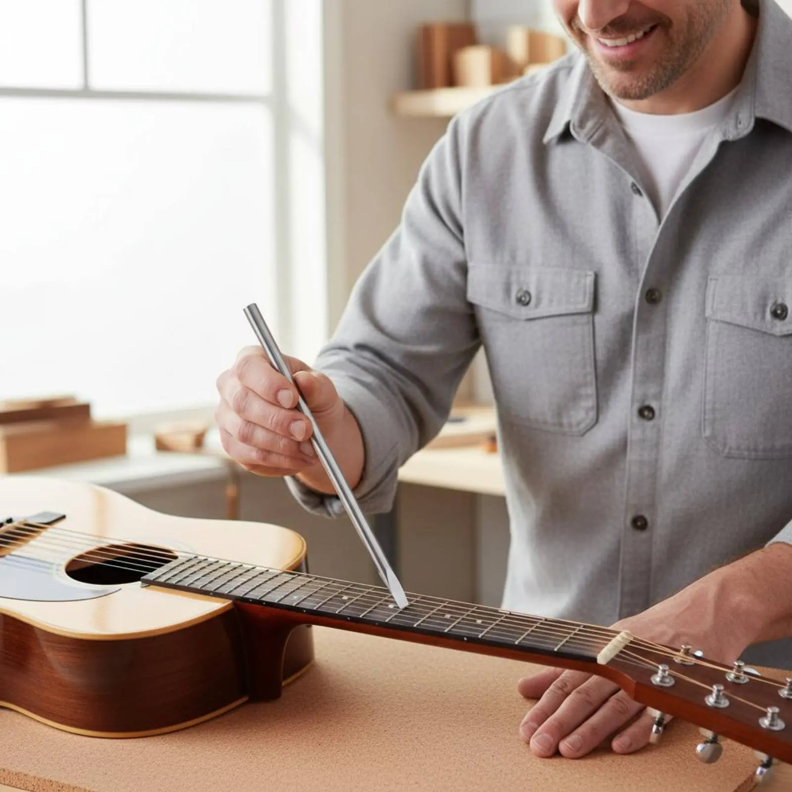 Фото Инструмент для прессования ладов Luthier: не повреждающий гитарные лады, долговечный металлический пресс для мастерских №5