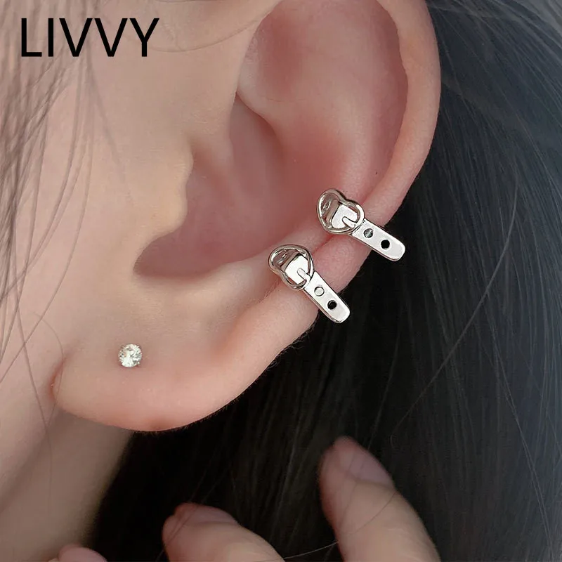 Серебряные креативные серьги-клипсы LIVVY для ушей серьги ручной работы с