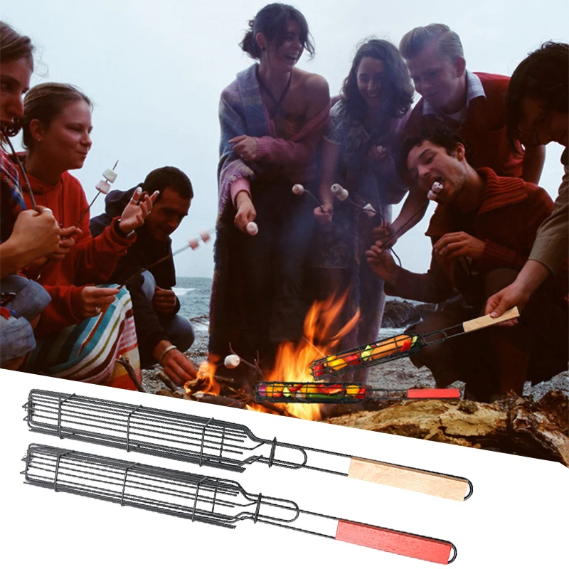 

Portable BBQ Grill Basket for Camping Stainless Steel Easy-Flipping Nonstick Barbecue Skewers Kitchen Camping supplies