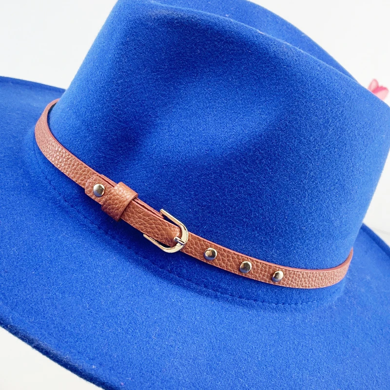 New Leather Hat Bands For Fedora Cowboy Hat Panama Band Accessories Collection Hatband Snap Unisex Western Hat Jewelry images - 6