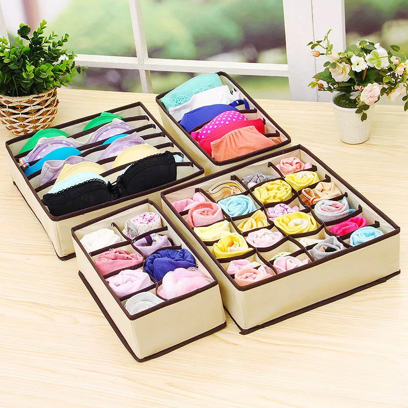 

7 Grids Bra Organizer Foldable Drawer Organizer Dormitory Closet Organizer For Socks Home Separated Underwear Storage Box