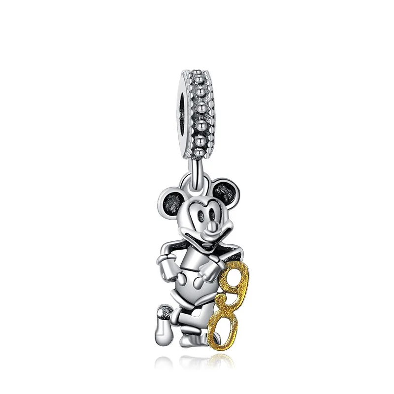 

Fits Pandora Disney Colden Mickey Mouse 90th Anniversary Charms Pendants For Women Bracelet Jewelry Accessories Bangle Beads DIY