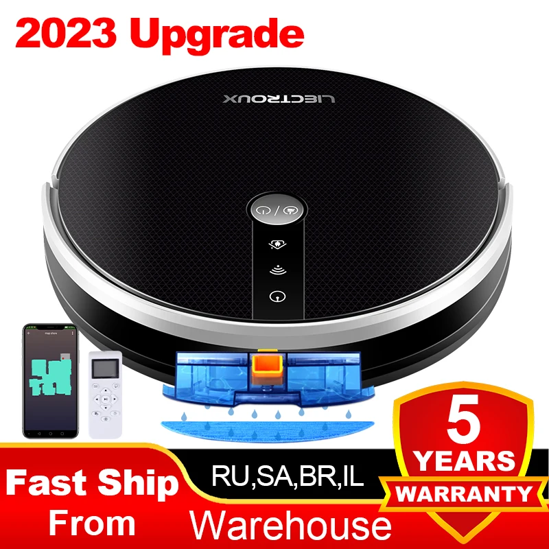 LIECTROUX C30B Robot Vacuum Cleaner, Map Navigation with Memory,Wifi APP Control,6000pa Suction Power,Smart Electric Water Tank