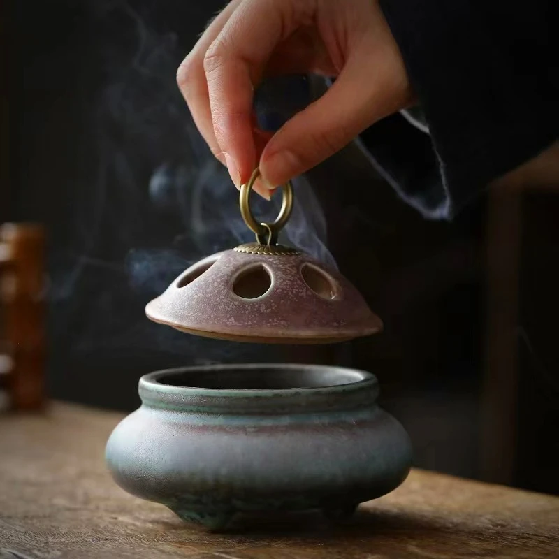 

Ceramic Kiln Becomes Incense Burner Personalized Tea Ceremony Sandalwood Burner Tea Room Three-legged Ornament Burners Home