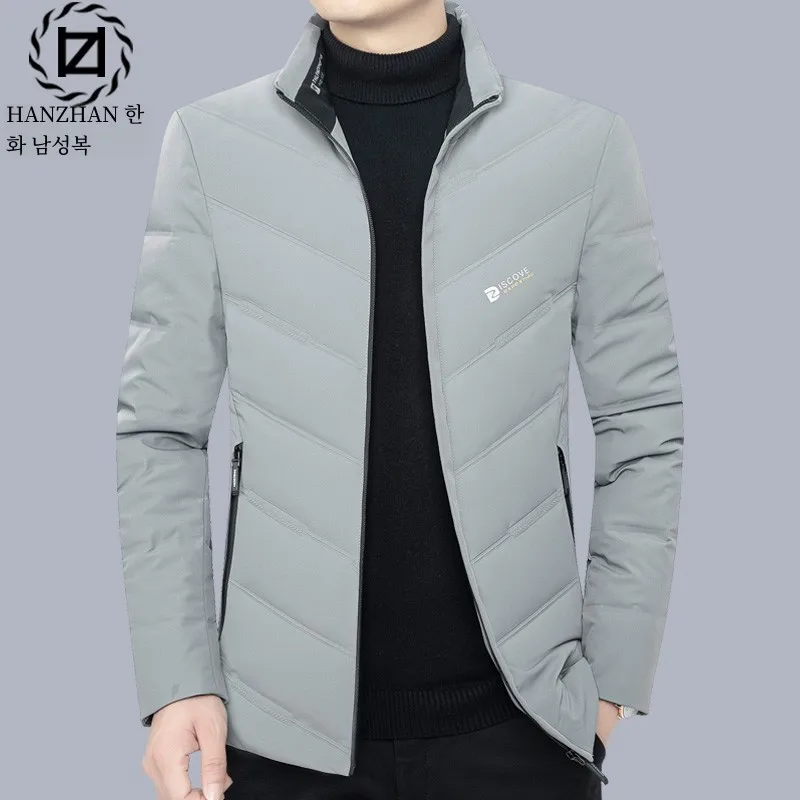 Down jacket Men's Short Winter Lightweight Duck down Outerwear 2024 New Stand Collar Casual Middle-Aged Dad Winter clothes
