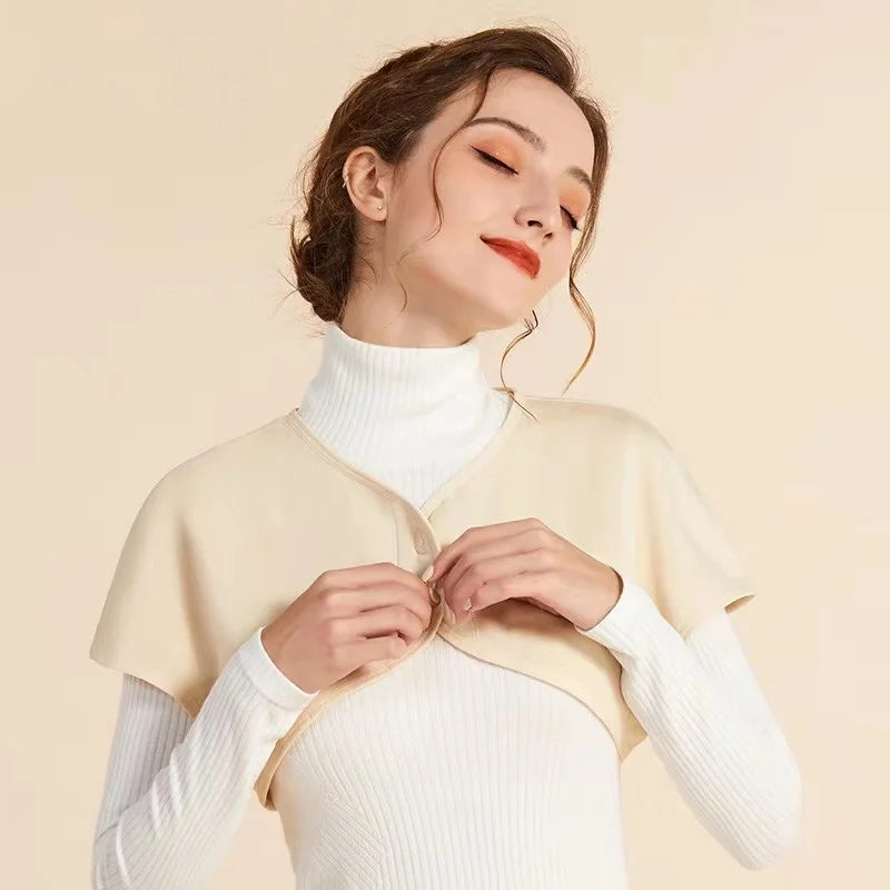 Autumn And Winter Mulberry Silk Plus Velvet Shoulder Pads Warm And Thickened Shawl Vest To Prevent Cold Cardigan Waistcoat