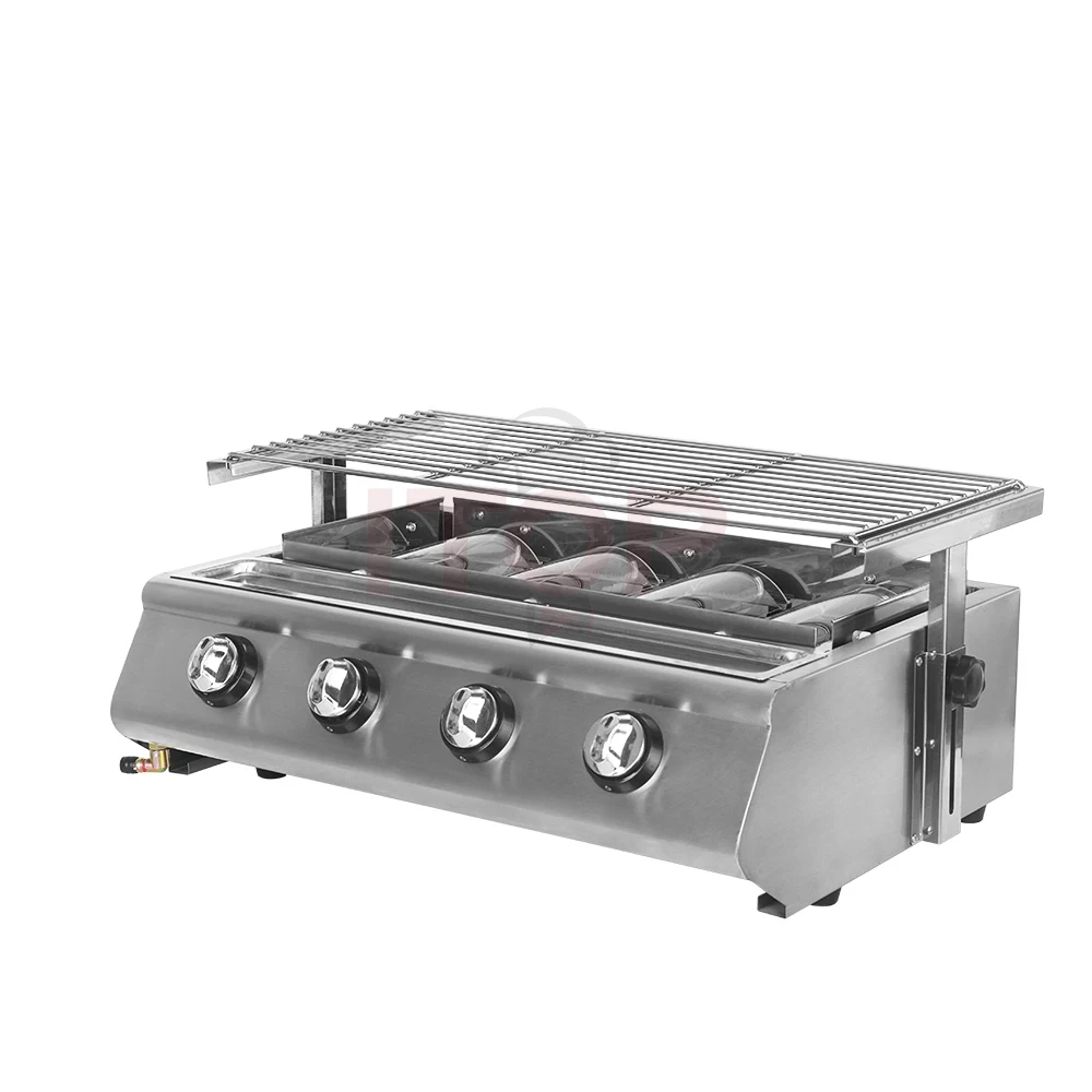 

4 Burners smokeless professional gas grill machine bbq gas grill Stainless Steel Yakitori Gas BBQ Grill Machine