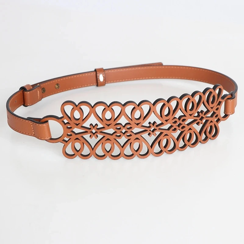 

Women PU Leather Belt Decorative Girdle Cummerbunds Soft Leather Wide Belt Hollow Out Waistbands Bowknot Wide Waist Belt Casual