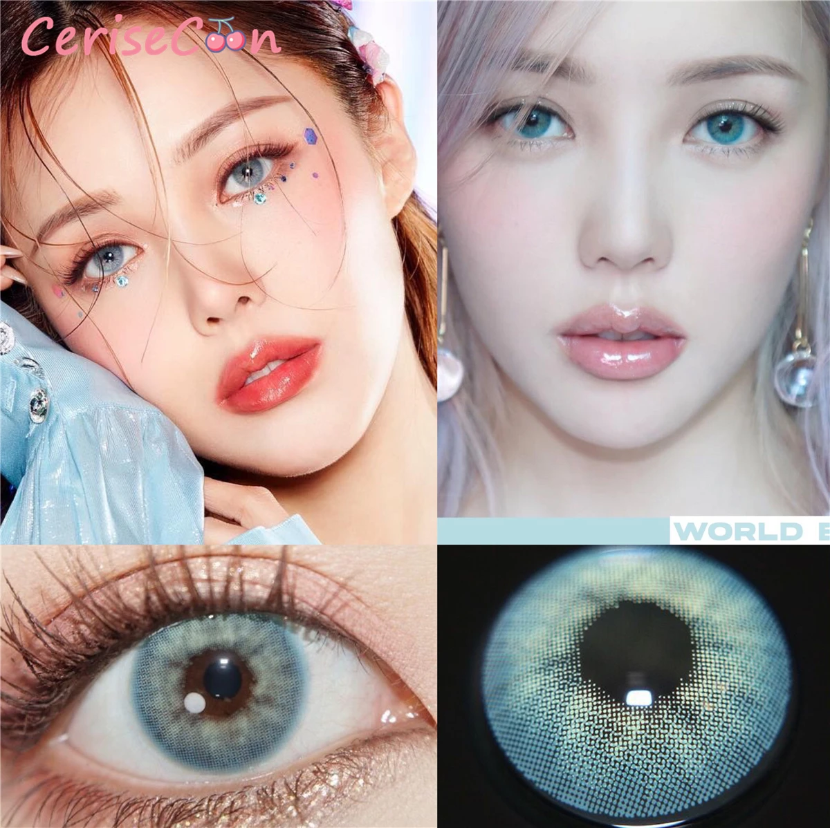 

Цветные контактные линзы aurora blue, косметические маленькие красивые линзы для глаз при близорукости, диоптрии 2
