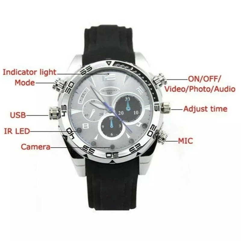 Часы с камерой ночного видения голосовой видеорегистратор фото микрофон аудио