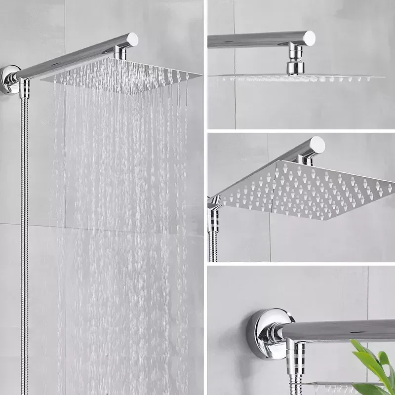 

Chrome Rainfall Shower Faucet Wall Mount Bathroom Shower System Ultrathin Shower Head Shower Arm Shower Hose Shower Kits