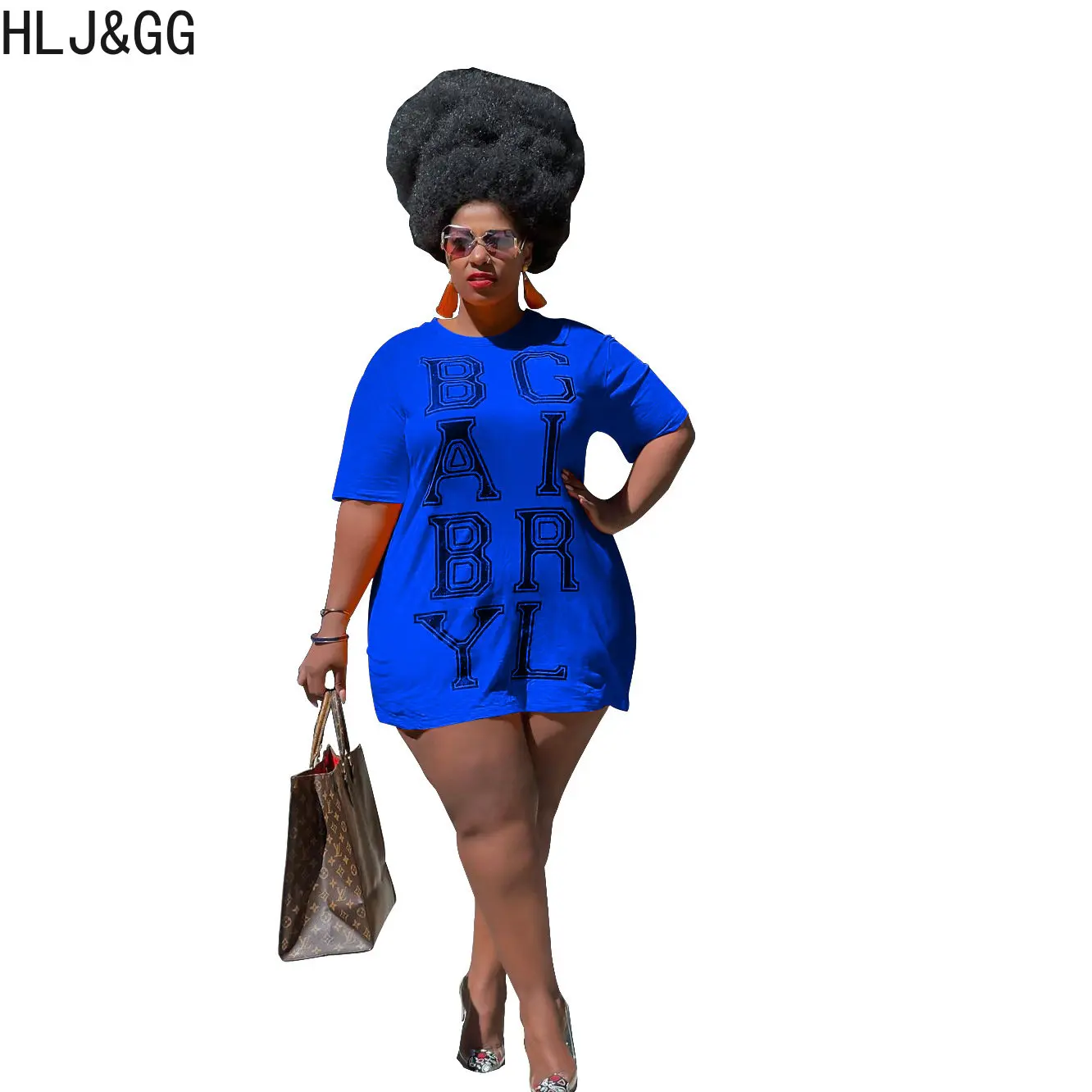 HLJ&GG Fashion Letter Printing Mini Tshirt Dresses Women O Neck Short Sleeve Loose Vestidos Plus Size Female Streetwear Clothing