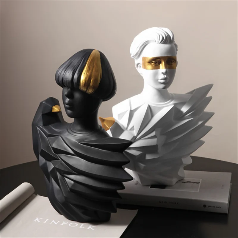 

Resin 31cm Angel Sculpture Abstract Handicraft Furnishings Modern Home Decoration David Greek Mythology Figurines