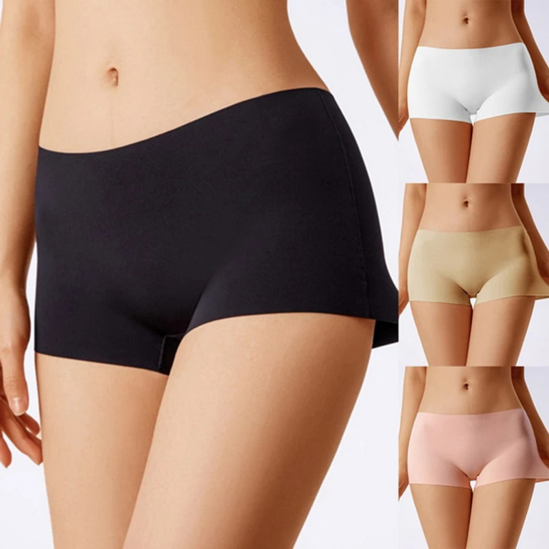 

Women'S Summer Thin Ice Silk Seamless Underwear Cotton Crotch Boxer Safety Pants