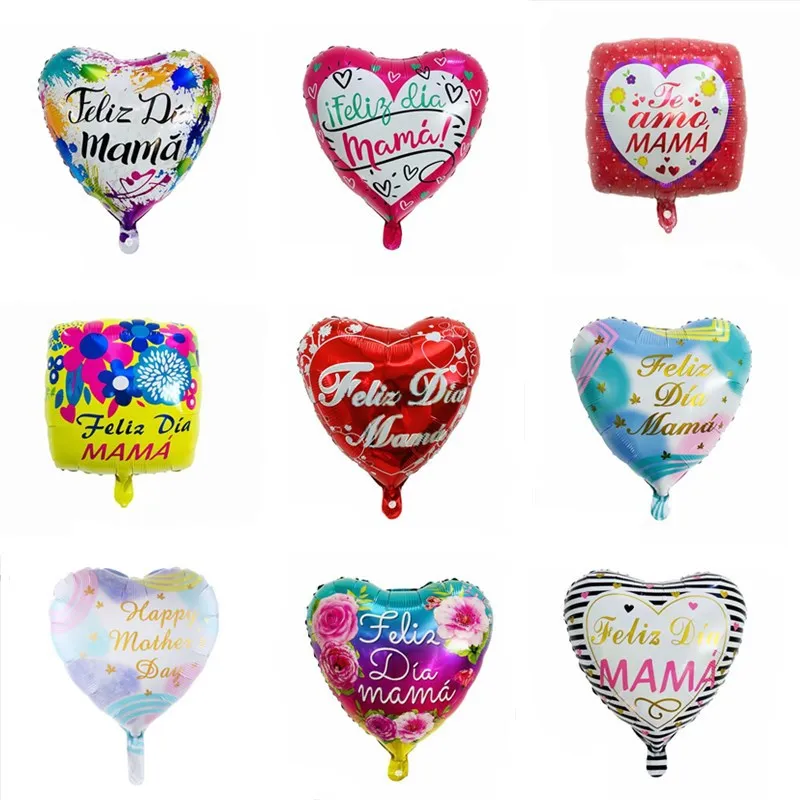 

10/20pcs 18inch English Spanish mother Foil Balloons Mother's Day Heart Shape Helium Love Globos Decor Mama Balloon Gifts Balaos