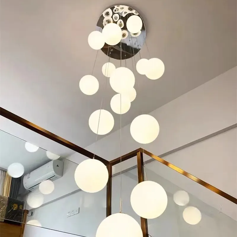 

Nordic Glass Ball LED Pendant Lights for Living Dining Room Stairs Lighting Loft Ceiling Chandelier Home Decor Light Fixture