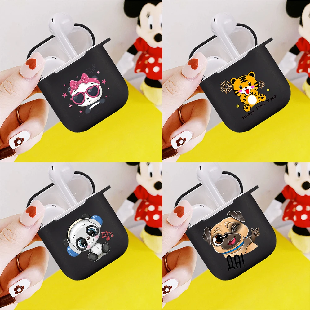 

2021 Silicone cover for Airpods 1/2 Earphone Cartoon cute animal tiger dog soft Fundas Airpods Case Air Pods Charging Box Bags