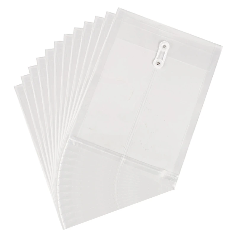 

12Pcs File Bags Waterproof PP File Wallet Clear Document Folder for Adult Office E8BE
