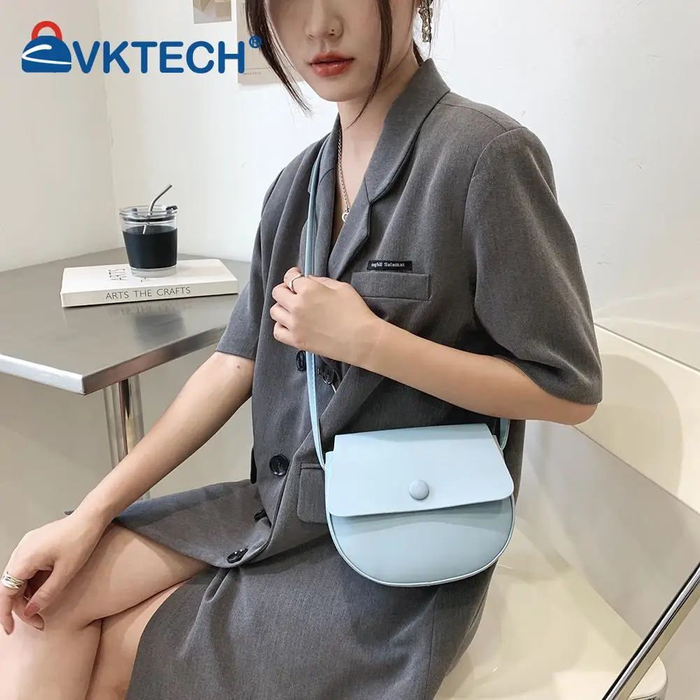 

Модная однотонная женская сумка-седло из искусственной кожи с клапаном, маленькая сумка на плечо через плечо, Женская Изысканная сумка-месс...