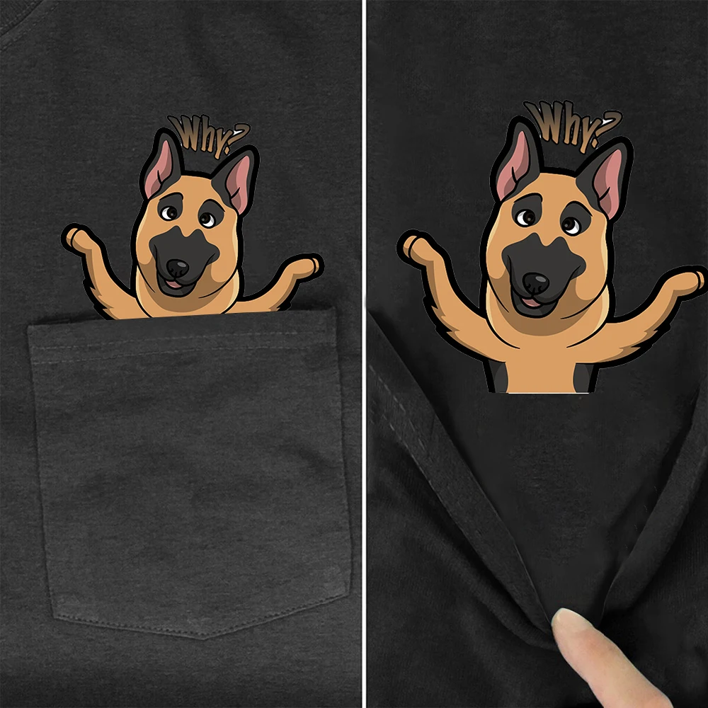 Футболки CLOOCL из 100% хлопка, забавная футболка с карманами немецкой овчарки, топы с коротким рукавом в стиле хип-хоп, женская футболка с графическим рисунком