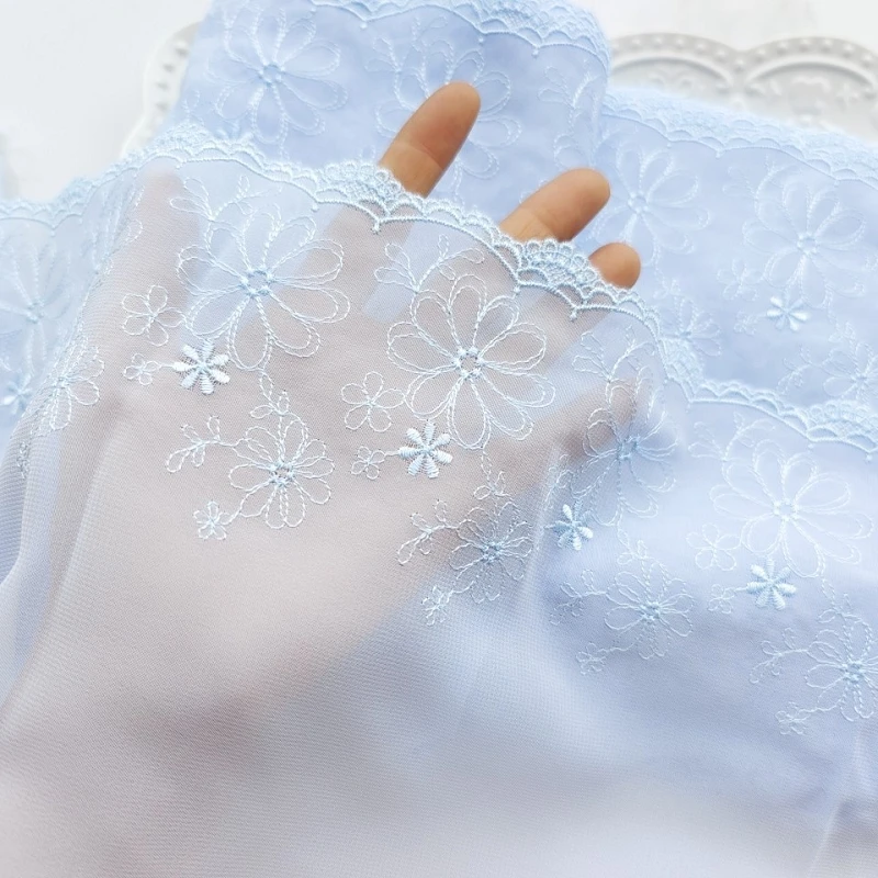 

30 ярдов Вышивка Тюль кружевная отделка «сделай сам» Аксессуары для нижнего белья синее шифоновое вышитое кружево для платья ремесла