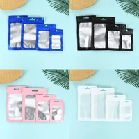50pcs colorful mylar bags ziplock hang bags food bags with clear window for jewelry pill candy beans display packaging