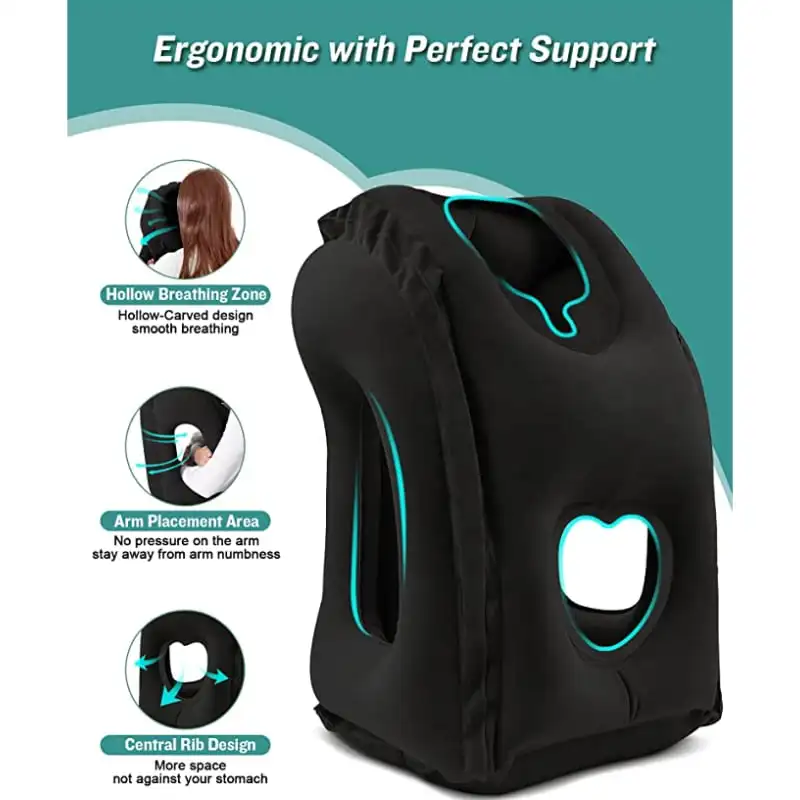 

PVC Inflatable Travel Pillow Portable Headrest Chin Support Cushions for Airplane Plane Car Office Rest Neck Nap Pillows dropshi