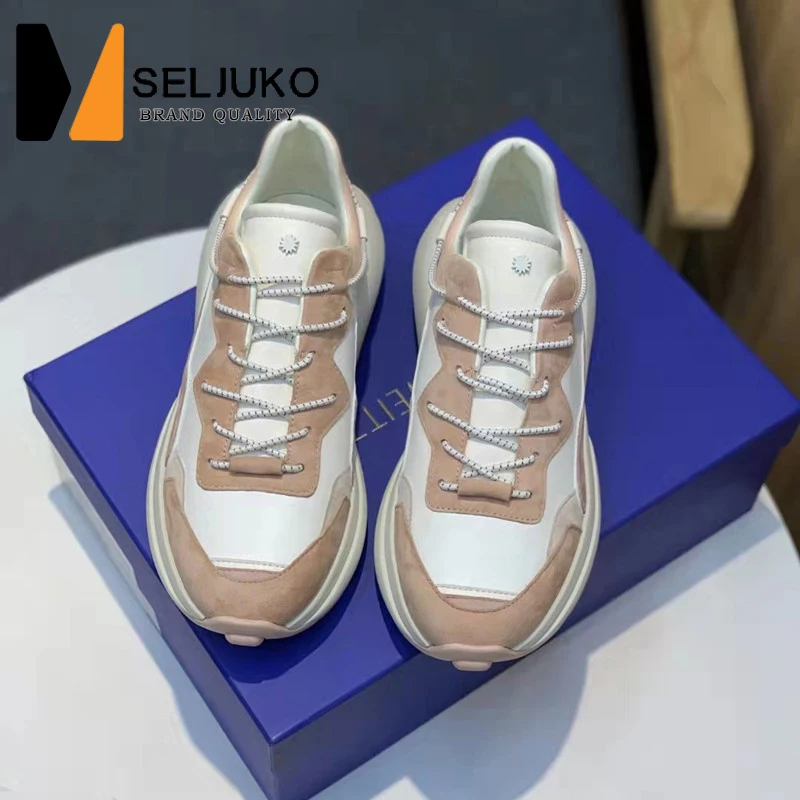 

2022 Luxury Brand Suede Leather Women Sports Shoes High Quality Comfortable Pink Color Thick-Soled Female All-Match Sneakers